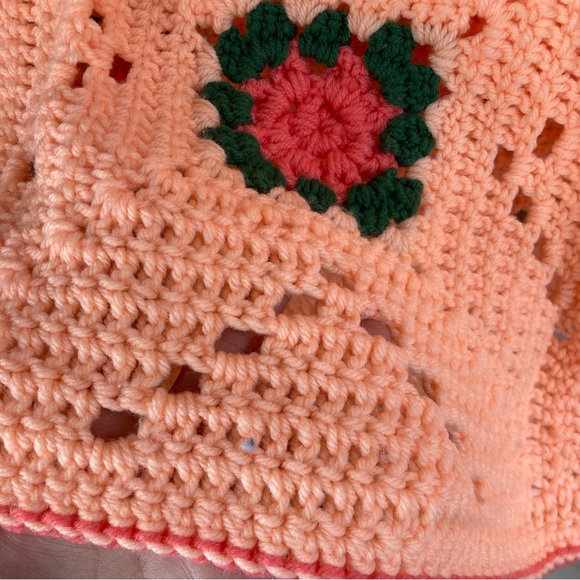 Bright cheerful vintage afghan crochet throw 49x 72 - Picture 4 of 5